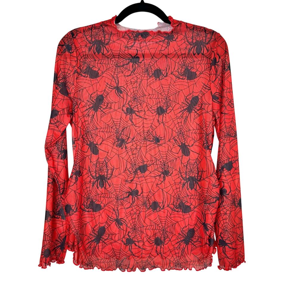 Shein Red Spider Halloween Long Sleeve Mesh Shirt Large